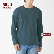 MUJI MUJI 男式 印度棉天竺編織 圓領(lǐng)長(cháng)袖T恤 M9AB230 深海軍藍 M