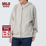 MUJI MUJI 女式 毛圈 拉鏈連帽衫 女長(cháng)袖外套春秋款 女裝 BBQ91C4S 淺灰色 S 155/80A