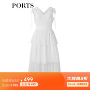 PORTS寶姿春夏新品女裝V-領(lǐng)無(wú)袖中長(cháng)連衣裙SM8D059MLN001 奶白色 S (4)