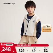 Converse匡威兒童裝男童套裝秋季新款中大童外套褲子兩件套潮 古典白 150 /72 【建議身高140-152cm】