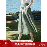 茵曼（INMAN）A字半身裙2025夏新款薄荷曼波通勤中長(cháng)裙子 墨綠色 -18322205H1 M
