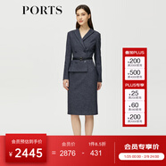 PORTS 寶姿秋冬新品女裝優(yōu)雅修身中長(cháng)裙通勤V領(lǐng)針織連衣裙 ALM9N012NCF022-丈青混色-3 XL (10)