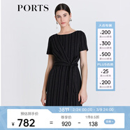PORTS寶姿 新款女裝氣質(zhì)簡(jiǎn)約條紋綁帶修身連衣裙 ALL8D008KWQ029 黑色混色 XXS (0)