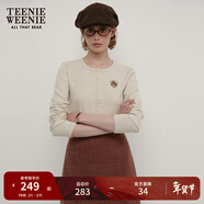 Teenie Weenie小熊秋季正肩修身長(cháng)袖T恤打底衫白色柔軟短款上衣女 燕麥色 S (160)