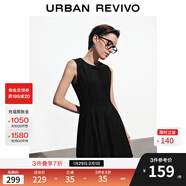 UR2025秋季新款女休閑蝴蝶結無(wú)袖收腰超短款連衣裙UYY750131 黑色 L