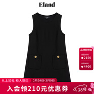 ELAND衣戀秋季連衣裙女圓領(lǐng)學(xué)院風(fēng)A字版型背心連衣裙 黑色(19)Black M