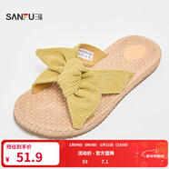 三福涼拖鞋女夏季甜心少女波西米亞風(fēng)麻底露趾輕法式女鞋841423 綠色蝴蝶 37