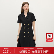 范思藍恩正式氣質(zhì)通勤連衣裙女夏季收腰顯瘦面試西裝裙 黑色 M