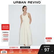 UR2025夏季新款女裝設計感拼接垂感圓領(lǐng)無(wú)袖連衣裙UWM750056 本白 M