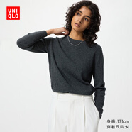 優(yōu)衣庫女裝羊絨圓領(lǐng)針織衫/長(cháng)袖毛衣毛衫25秋冬新款479160 08 深灰色 XL