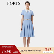 PORTS女裝春夏新款活力減齡百褶連衣裙 大西洋藍 0