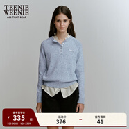 Teenie Weenie小熊女冬季休閑通勤彩色點(diǎn)子紗長(cháng)半開(kāi)襟套頭慵懶毛衣 淺藍色 XS 155