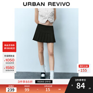UR秋季新款女裝經(jīng)典減齡學(xué)院感短款A字百褶半裙UYY540005 正黑 L