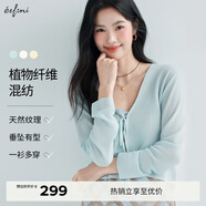 伊芙麗（eifini）蔣欣代言亞麻透氣舒適系帶薄款防嗮罩衫針織開(kāi)衫2025新小衫 藍色 預售 S 80-110斤