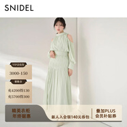 SNIDEL【精英衣櫥】?jì)?yōu)雅泡泡袖挖孔露肩收腰雪紡連衣裙SWFO261040 薄荷綠 S (0)