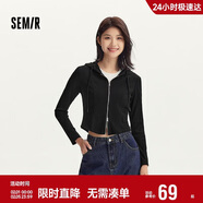 森馬（Semir）外套女短款修身顯瘦上衣秋裝正肩連帽針織夾克通勤101524108005