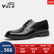 VOLO犀牛內增高皮鞋男士商務(wù)正裝鞋軟底德比鞋 黑色  42 