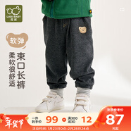 拉比童裝兒童褲子2025秋裝男女童運動(dòng)褲寶寶休閑褲子束口長(cháng)褲牛仔褲 黑色 130