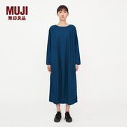 MUJI MUJI IDEE 女式 套頭長(cháng)袖連衣裙 GAC32C2A 裙子 多巴胺 深藍色 均碼
