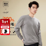 HLA海瀾之家【品牌專(zhuān)供】長(cháng)袖針織衫男輕商務(wù)經(jīng)典圓領(lǐng)純羊毛毛衣