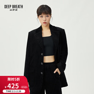 深呼吸DEEP BREATH女裝寬松純棉燈芯絨復古酷感老爹西裝8400064 黑 M (3)