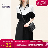 迪菲麗格歐美氣質(zhì)高級感連衣裙2025春季新款收腰顯瘦名媛拼色裙子 圖片色 L