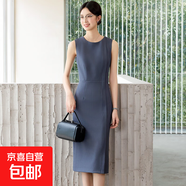無(wú)袖背心連衣裙女2025新款春秋季職業(yè)正裝氣質(zhì)收腰中裙高級感裙子 灰色（單件連衣裙） L