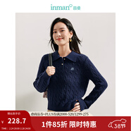 茵曼毛衣女POLO領(lǐng)冬季新年紅裝套頭針織衫2026春季通勤長(cháng)袖毛衣上衣 寶藍色 XL