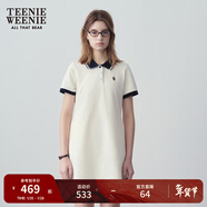 Teenie Weenie小熊夏季撞色Polo休閑通勤簡(jiǎn)約白色連衣裙時(shí)尚收腰短裙女 乳白色 M (165)