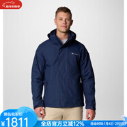 哥倫比亞（Columbia）男裝夾克外套冬季三合一沖鋒衣滑雪防水可拆卸羊毛內襯保暖透氣 Collegiate Navy S