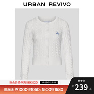 UR2025秋季新款女裝休閑絞花肌理櫻桃刺繡針織開(kāi)衫UYY950116 米白 XL