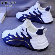 保菲羅亞品牌運動(dòng)鞋男鞋秋冬季新款透氣休閑鞋子男士老爹鞋隱形內增高鞋男 白藍色7570【皮面】-常規款 40