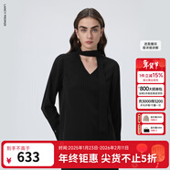 朗姿【朗姿Basic衣櫥】明星同款法式襯衫氣質(zhì)襯衣長(cháng)袖上衣秋季新款女 黑色 XL