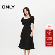 ONLY2025秋季新款氣質(zhì)復古方領(lǐng)泡泡袖中長(cháng)款連衣裙女|125107026 E39 俊黑色 S