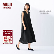 MUJI女式 棉 漢麻 無(wú)袖連衣裙女裝裙子夏季 連身裙長(cháng)裙 BCD91C5S 黑色 M （160/84A）