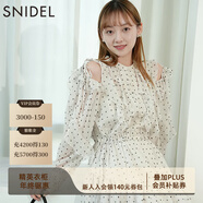 SNIDEL秋冬甜美荷葉邊露肩收腰系帶印花連衣裙SWFO244271 圓點(diǎn)圖案 S （0）