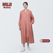 MUJI女式 木棉混雙層紗織長(cháng)袖連衣裙長(cháng)裙裙子襯衫裙 BC2IOC4S 煙熏橙色 M 160/84A