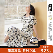 對白X凱伊萊文聯(lián)名復古重工鏤空繡花連衣裙女2025夏季新款碎花裙 黑白藝術(shù)花 S