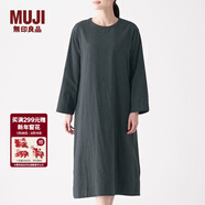 MUJI MUJI 女式 印度棉雙層紗織 圓領(lǐng)連衣裙 BCL10C0S 炭灰色 XS-S