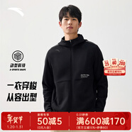 安踏（ANTA）加絨運動(dòng)外套男士冬季新款保暖棉感親膚立領(lǐng)長(cháng)袖開(kāi)衫衛衣夾克上衣 【針織款】基礎黑7701-5 L