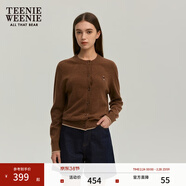 Teenie Weenie小熊女裝簡(jiǎn)約針織衫女秋冬針織開(kāi)衫罩衫短外套上衣 棕色 XS (155)