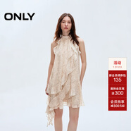 ONLY2025夏季新款淑女掛脖圓領(lǐng)荷葉邊短裙碎花連衣裙女|125207045 HH5桑迪紋樣沙色底 M