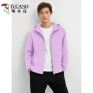 啄木鳥(niǎo)（TUCANO）春秋外套女2026新款寬松短款連帽風(fēng)衣休閑開(kāi)衫上衣小香風(fēng)夾克 紫色【雙層外套】男 M 80-100斤