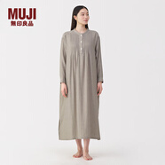 MUJI女式 人字紋紗織連衣裙女裝裙子長(cháng)裙 25年秋季純棉連身裙FD1M9C5A 深咖啡色 M (160/84A)