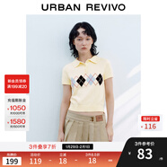 UR2026春季新款女裝休閑學(xué)院風(fēng)菱格短袖針織衫UYY950063 米白 XS