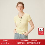 范思藍恩紅色旺中女針織衫2024夏季新款輕薄透氣外穿小打底衫 黃色 XS