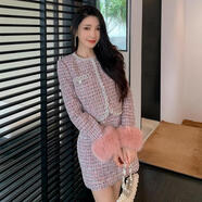 無(wú)疆妙品王詩(shī)齡明星同款新款小香風(fēng)編織氣質(zhì)套裝裙毛呢外套連衣裙兩件套 外套 S