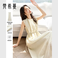 梵希蔓法式氣質(zhì)圓領(lǐng)無(wú)袖連衣裙女2025年夏季新款收腰顯瘦背心長(cháng)裙  L碼