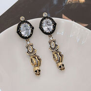 復古巴洛克耳環(huán)中古做舊風(fēng)耳釘貓頭鷹天使骷髏頭耳飾高級感耳扣 骷髏手耳釘