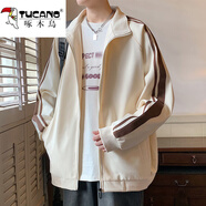 啄木鳥(niǎo)（TUCANO）夾克男秋季新款美式復古長(cháng)袖外套男開(kāi)衫休閑寬松運動(dòng)上衣服男裝 JK2351米白色 XL 約120-140斤可穿